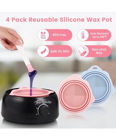 OUTXE 4 Pack Silicone Wax Warmer Liner Set with Non-Stick Bowl and Spatulas - Hair Removal Waxing Kit Replacement Liner - Buy Online on GoSupps.com