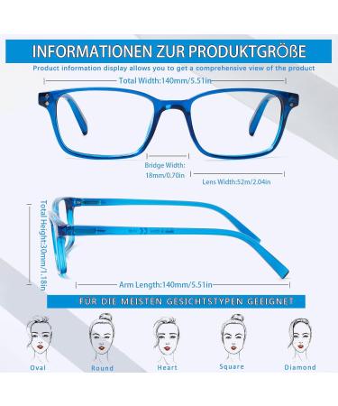 Cojwis 2 Pack Reading Glasses - Blue Light Blocking Spring Hinge Anti-Dizzy - Unisex (1 Red & 1 Blue 1.75x) - Buy Online on GoSupps.com