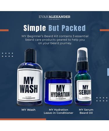 Evan Alexander Grooming MY Beginner's Beard Kit - Hydrates, Moisturizes, and Promotes Beard Growth - Easy-to-Use Grooming Set for Men - Includes MY Serum - Great Fragrance - Buy Online on GoSupps.com