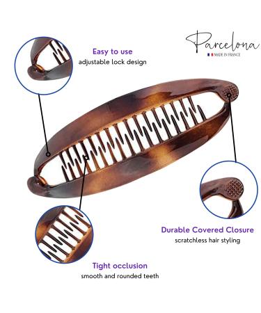 Parcelona French Curved Tortoise Shell Celluloid Ponytail Holder Banana Hair Clip Medium Size - No Slip Grip | Made in France - Buy Online on GoSupps.com