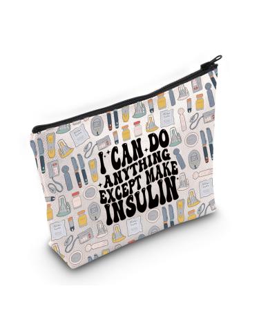 LEVLO Funny Diabetes Awareness Cosmetic Make Up Bag Diabetic Gift I Can Do Anything Except Make Insulin Makeup Zipper Pouch Bag For Women Girls Insulin F Bag