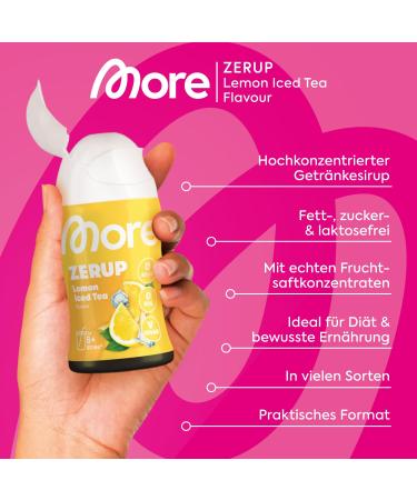More Zerup Lemon Iced Tea Syrup - Sugar-Free Vegan Zero Calories 4x65ml - Makes Up to 32L of Refreshing Drink | Made in Germany - Buy Online on GoSupps.com