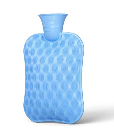 Hot Water Bottle for Pain Relief Hot Water Bag for Back Pain Heating Pad 2Liter Non Toxic Close-match Eco Made in PVC Bpa Free (Blue)
