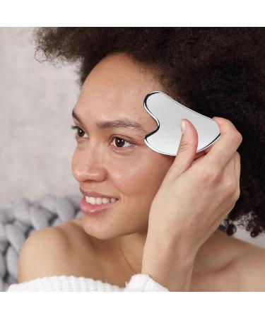 Heart Style Stainless Steel Gua Sha Facial Tool - Metal Guasha for Face Body Eyes & Neck - Skin Tightening Massage Tool - Silver - Buy Online on GoSupps.com