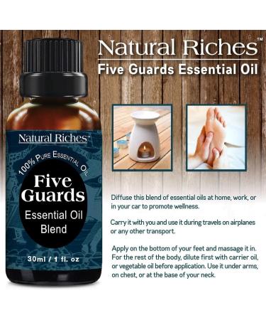 Five Guards Essential Oil Blend 30ml - Clove, Cinnamon, Lemon, Rosemary, Eucalyptus Aromatherapy Oil for Health Shield - 1 Fl Oz - Buy Online on GoSupps.com