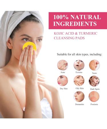 Neyeau Kojic Acid and Turmeric Pads 80 Pieces Turmeric Kojic Acid Pads Suitable for Unclogging Pores and Balancing Skin Oil and Water Belt Face Wash Wristband 2 Pieces - Buy Online on GoSupps.com