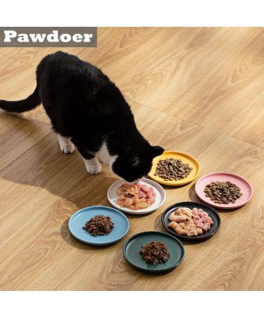 Pawdoer Ceramic Shallow Cat Dish 3 Pack - Whisker Fatigue Free Bowls for Short Legged Munchkin Cats in Blue, Yellow, and Pink - Buy Online on GoSupps.com