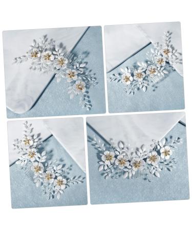 FRCOLOR 1Pc white leaf comb pearl headpiece Teen Girl Prom Headwear Bridal Shower Headpiece Rhinestone Hair Barrette wedding pearl comb clip white decor Accessories Pretty bridesmaid alloy