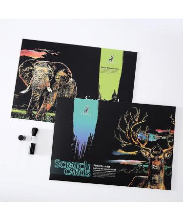Animal Scratch Art Rainbow Painting Paper Kit - Creative Engraving Craft Set for Kids & Adults - Elephant Design - Includes 3 Tools - 16'' x 11.2 - Buy Online on GoSupps.com