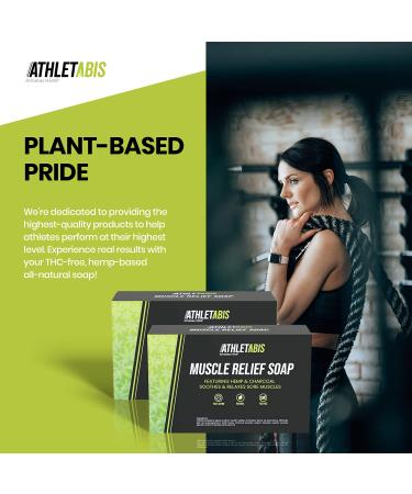 Athletabis Hemp Soap Bar for Muscle Relief - Charcoal & Hemp Seed Oil Natural Soap - Buy Online on GoSupps.com