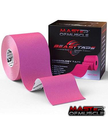 Master of Muscle Kinesiology Tape   Waterproof Therapeutic Sports Tape -Knee Shoulder Elbow Ankle Hot Pink