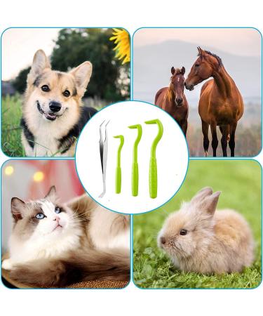 Emwel Tick Remover Tools for Dogs 4Pcs Stainless Steel Painlessly Tick Professional Tick for Dogs Cats Horses and Humans Pets Green - Buy Online on GoSupps.com