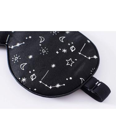 Adjustable Silk Sleep Mask - Super Soft Eye Mask for Ultimate Comfort and Relaxation | Silver Starrysky Black - Buy Online on GoSupps.com