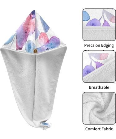 Watercolor Purple Flowers Hair Towel 2 Pack - Super Absorbent Quick Dry Turbans for Women & Girls - Buy Online on GoSupps.com