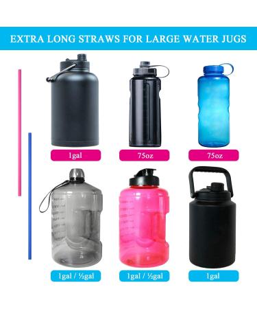 Hiware Extra Long 14.5 Reusable Silicone Straws for 1 Gallon Water Bottle - 2 Pack with Cleaning Brush - Buy Online on GoSupps.com