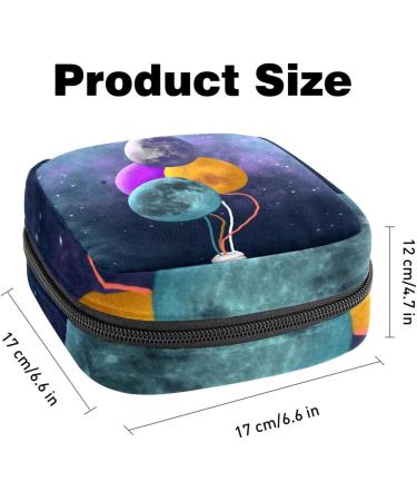 Cosmic Starry Sky Planet Balloon Sanitary Napkins Storage Bag | Portable Menstrual Cup Pocket with Zip for Teens & Women - Color 1 - Buy Online on GoSupps.com