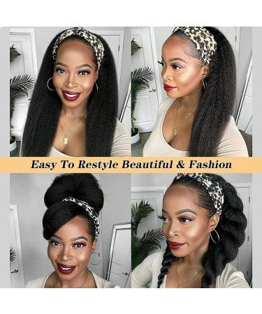 26 Inch Black Kinky Straight Headband Wig - Synthetic Yaki Hair, Full Machine Made, No Lace Front - Natural Black Color for Women - Buy Online on GoSupps.com