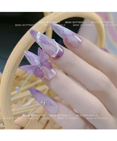 12pcs Butterfly Gauze Nails 3d Butterfly Nail Charms Glitter Clear Butterfly Nail Designs Colorful Butterfly Gauze for Nail Art Decoration & Diy Crafting - Buy Online on GoSupps.com