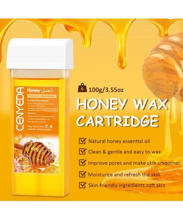 Honey Wax Roller Waxing Kit with Warmer & 2 Cartridges - Hair Removal Roll On Wax Heater Set for Sensitive Skin - Buy Online on GoSupps.com