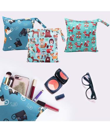 3 Pack Waterproof Wet Bag Set for Cloth Diapers - Reusable Nappy & Produce Bag Organizer with Handle, Zipper Pocket - Ideal for Travel, Beach, Gym - Blue - Buy Online on GoSupps.com