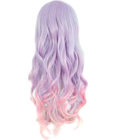 Sawekin Women's Long Wavy Wig 28 Multi-Color Lolita Cosplay Wig for Anime Costume - D-Light Blue/Light Purple/Pink - Buy Online on GoSupps.com
