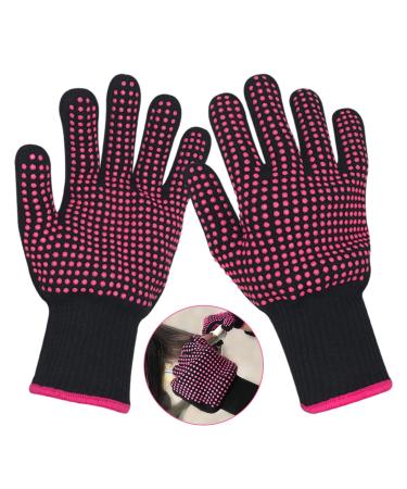 kuryt Heat Gloves for Hair Styling 1 Pair Heat Resistant Gloves for Hair Styling Non Slip Silicone Protection Hairdresser Iron Wand Flat Iron Hot-Air Brushes