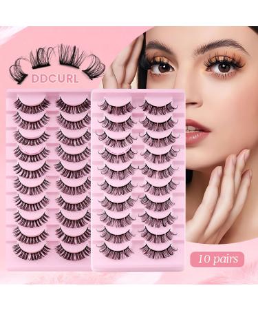 AMSDCN 10 Pairs Natural Cluster D Curly Lashes Multipack | DIY Wispy False Eyelashes | Individual 3D Mink Strips Extensions - Buy Online on GoSupps.com