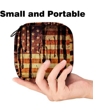 MUOOUM Sanitary Napkin Storage Bag - Grunge USA Flag Design - Portable Menstrual Cup Pouch for Women - Multi-colored - Buy Online on GoSupps.com