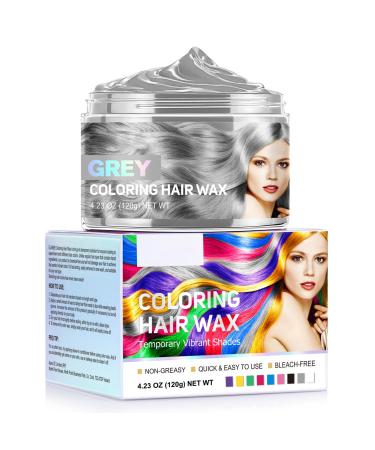 Grey Hair Colour Wax - Temporary Hair Dye - Coloured Hair Spray Wash Out - Grey Hair Colour Spray - Easy Washable - Grey Hair Colour Wax for Party Cosplay DIY Halloween - 120g