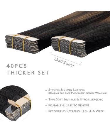 Buy If-of-Hearted Tape Extensions - 40pcs 100g 14 Inch Real Hair Balayage (Natural Black to Chestnut Brown) - Invisible Tape In Hair Extensions - Buy Online on GoSupps.com