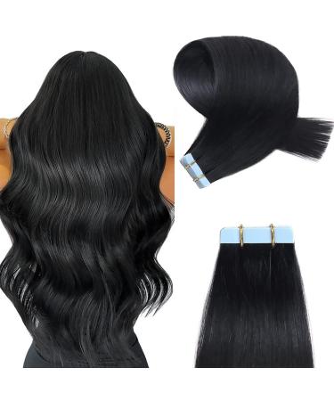 Yilite tape extensions real hair jet black 55cm 20 pieces/pack 50g tape in extensions real hair invisible silky straight skin weft tape in naturally extensions (55cm #1 jet black)