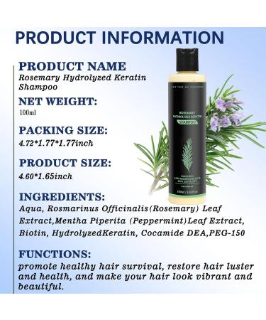 Rosemary Hair Growth Shampoo For Women And Men 100ml Strengthening Product Hair Nourishing Shampoowith Hydrolyzed Keratin & Vitamin C Nourishing And Moisturizing Formula For Women Men - Buy Online on GoSupps.com