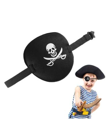 Adjustable Black Pirate Eye Patches Eye Skull Eye Patches for Adults & Kids Pirate Black Out Blindfold Skin Friendly Blinder Child