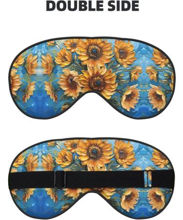 Unisex Sunflower Oil Painting Sleep Mask - Double-Sided Eye Mask for Sound Sleep & Skin Care - Buy Online on GoSupps.com