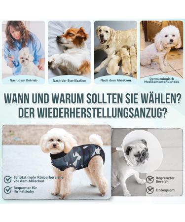 Slowton Dog Recovery Suit - Soft Breathable Anti-Leakage Zipper Design for Post-Surgery Comfort | Camouflage E-Neck Alternative for Male Dogs - Buy Online on GoSupps.com