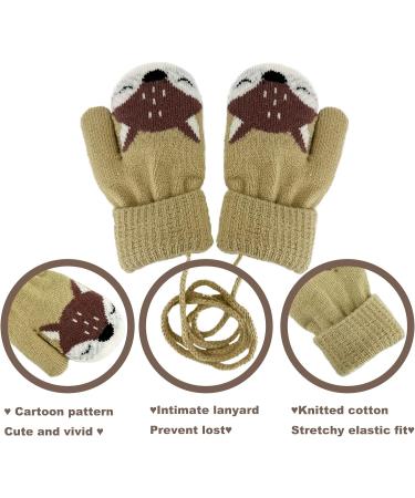 BEISIJIA Toddler Kids Warm Knitted Mittens - Cute Cartoon Gloves for 1-4 Years - Khaki - Buy Online on GoSupps.com