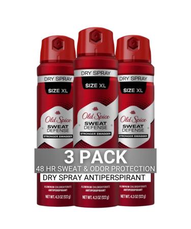 Old Spice Antiperspirant and Deodorant for Men Invisible Dry Spray Stronger Swagger Scent 4.3 Oz Pack of 3