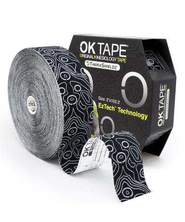 OK TAPE Kinesiology Tape Bulk 103Feet Pro Adhesive Water-Resistant k Tape Elastic Athletic Tape Latex Free Uncut Black