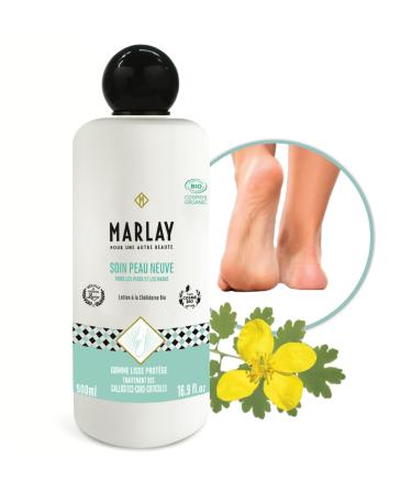 Marlay Cosmetics - New Skin Care 500 ml - Dry and Damaged Foot Lotion with Organic Celandine - 99% Natural Origin - Callus Cuticles Corns & Crevices - Vegan - Made in France