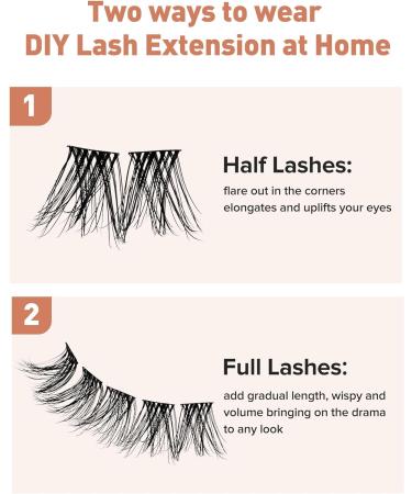 Onlyall Lash Clusters DIY Eyelash Extensions - Natural Look Individual Strip Lashes CSJ-139 (10MM) - Buy Online on GoSupps.com