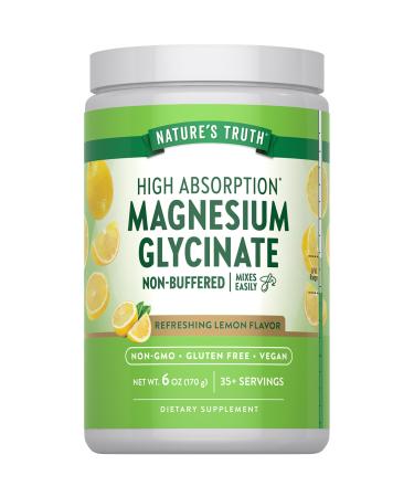 Nature's Truth Magnesium Glycinate Powder | 6 oz | Lemon Flavor | High Absorption | Vegan Non-GMO Gluten Free Supplement