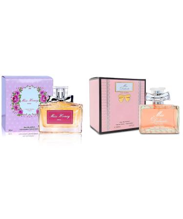 Women's Perfume Combo Miss Honey&Miss Delicate Eau De Parfum Long Lasting Fragrance 3.4 Fl Oz Spray Each for Daily Used
