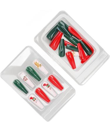 Christmas False Nails Thin Full Wrap Colourfast Pattern Fake Nails 30pcs for Christmas Holiday (0070 LJ04) - Buy Online on GoSupps.com
