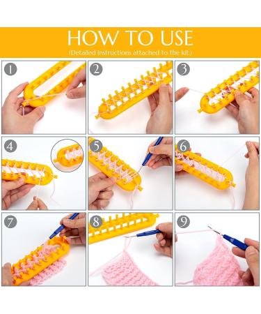 LOVEINUSA Knitting Loom and Pompom Maker Set - 13PCS Rectangle Looms with Yarn Skeins - Beginner Crochet Supplies for Hat, Scarf, Shawl, Sweater, Sock - Buy Online on GoSupps.com