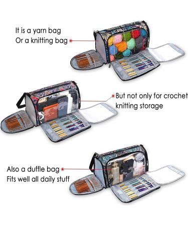 MZCXMAO Knitting Bag Crochet Organizer - Large Yarn Holder Bag, Blue Leaves - Buy Online on GoSupps.com
