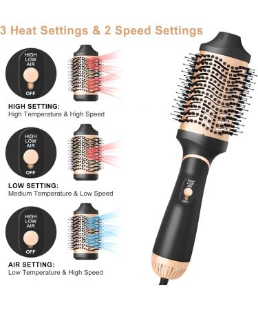 Hair Dryer Brush Hair Dryer and Volumizer Hot Air Styler Brush Professional Negative Ion Anti-Frizz Hair Dryer Styler Brush for Hair Straightening Curling and Styling.(Golden) - Buy Online on GoSupps.com