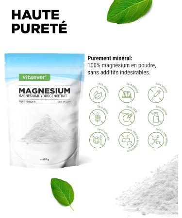Magnesium Pure - 600g Powder (4.3 Months Supply) - Pure Powder without Additives - Premium Quality - Vegan - Buy Online on GoSupps.com