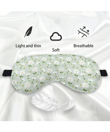 KDQUA Green Boho Daisy Floral Eye Mask - Silk Blackout Sleeping Mask for Women Men Kids | Adjustable Soft Sleep Cover - Buy Online on GoSupps.com