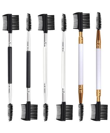 6 Pack 3 Head Eyebrow Eyelash Shaper Eyelash Comb Makeup Grooming Tool cosmetic with 3 Different Spoolie Brushes for Separating Lashes Eliminating Mascara Clumps Grooming and Shaping Brow