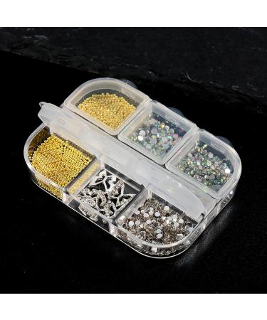 FEIlei 6 Grids 3D Flower Nail Art Charms for Acrylic Nails Supplies Rhinestones Gems - Buy Online on GoSupps.com